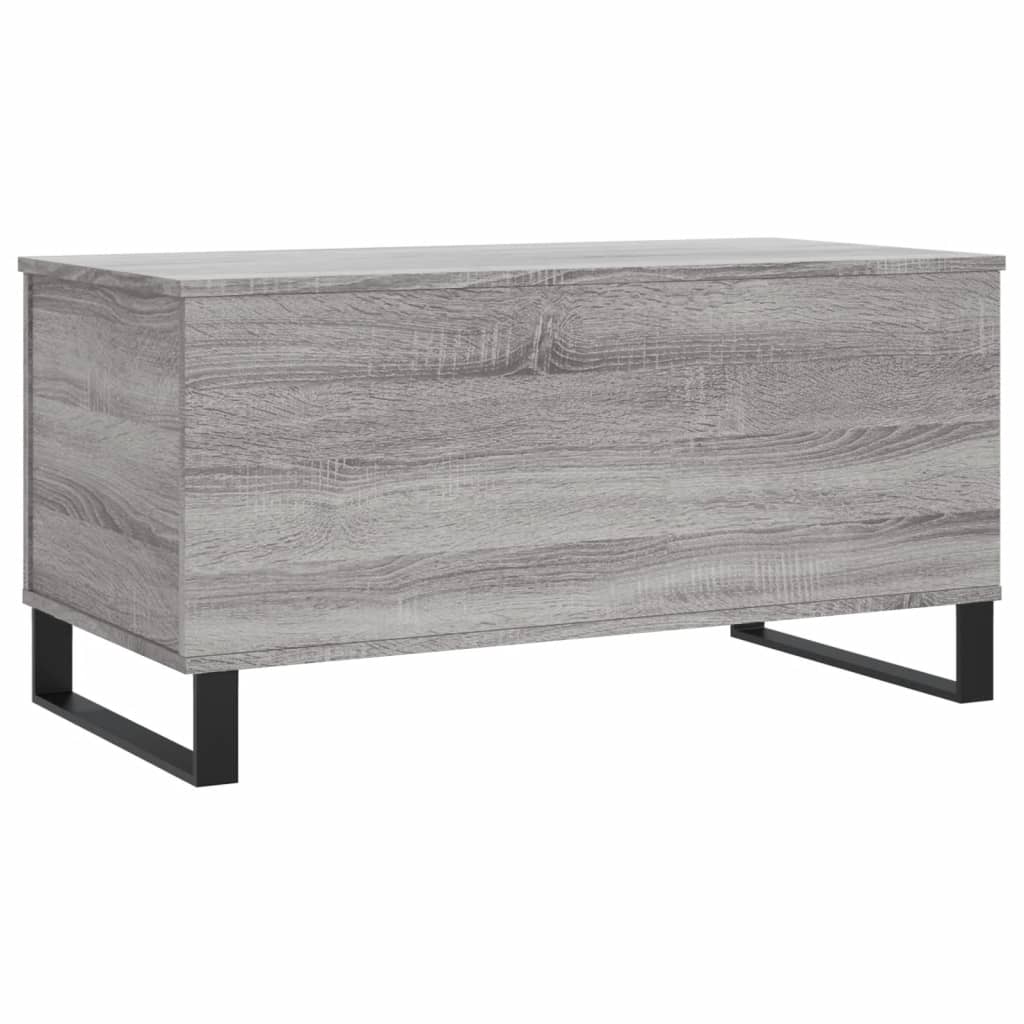 Salontafel 90X44,5X45 Cm Bewerkt Hout Eikenkleurig Grijs sonoma