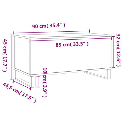 Salontafel 90X44,5X45 Cm Bewerkt Hout Eikenkleurig Grijs sonoma