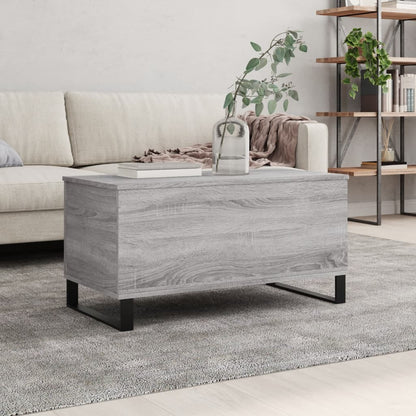 Salontafel 90X44,5X45 Cm Bewerkt Hout Eikenkleurig Grijs sonoma