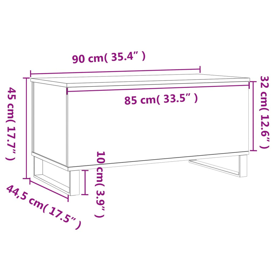Salontafel 90X44,5X45 Cm Bewerkt Hout Bruin Eikenkleur Bruineiken