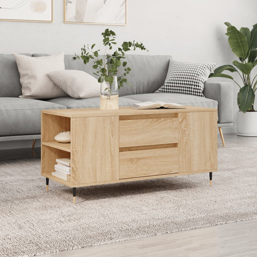 Salontafel 102X44,5X50 Cm Bewerkt Hout Kleurig Sonoma eiken