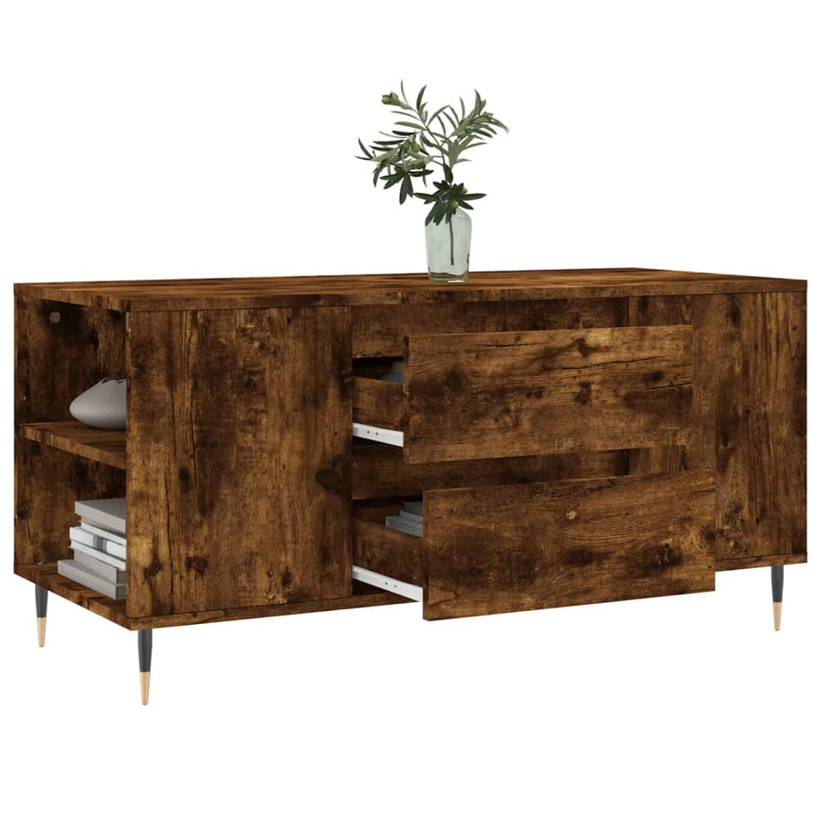 Salontafel 02X44,5X50 Cm Bewerkt Hout Kleurig Gerookt eiken