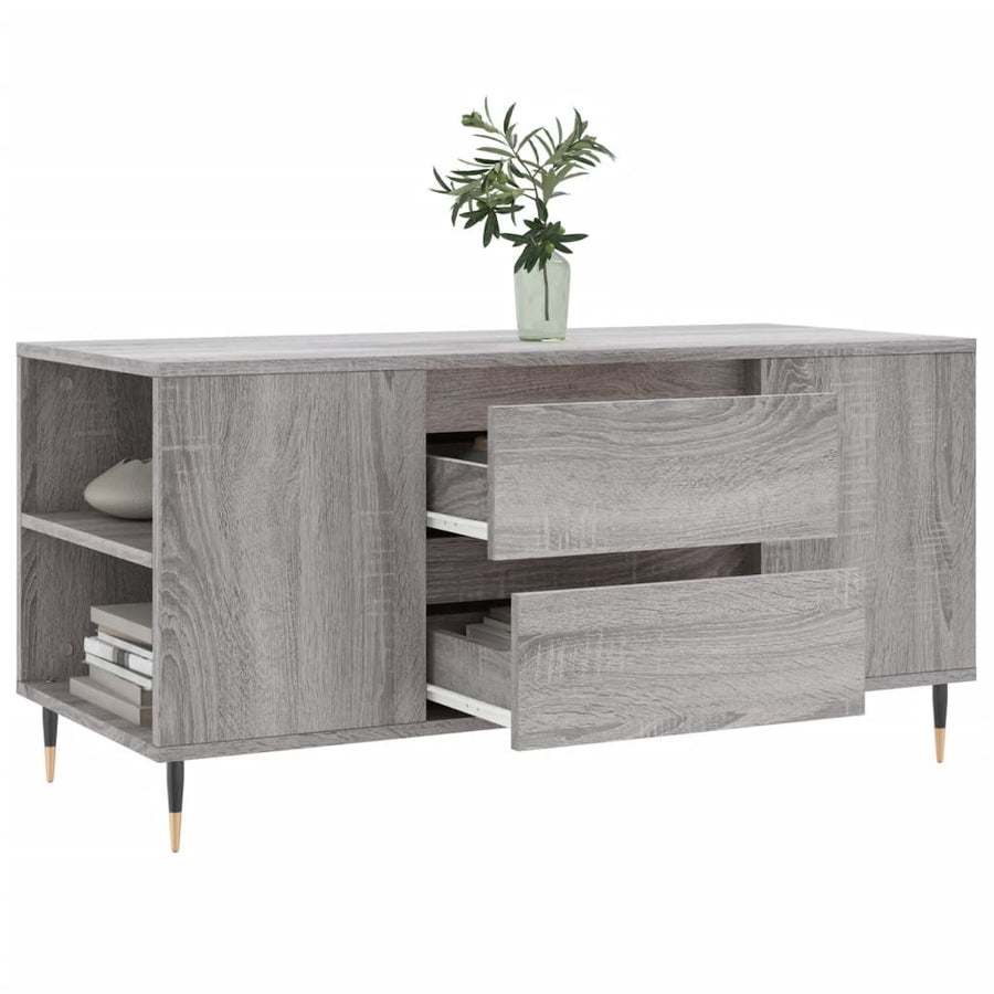 Salontafel 102X44,5X50 Cm Bewerkt Hout Eikenkleur Grijs sonoma