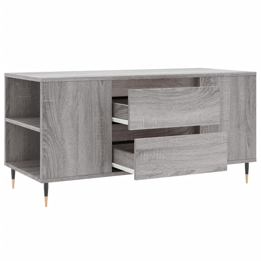 Salontafel 102X44,5X50 Cm Bewerkt Hout Eikenkleur Grijs sonoma