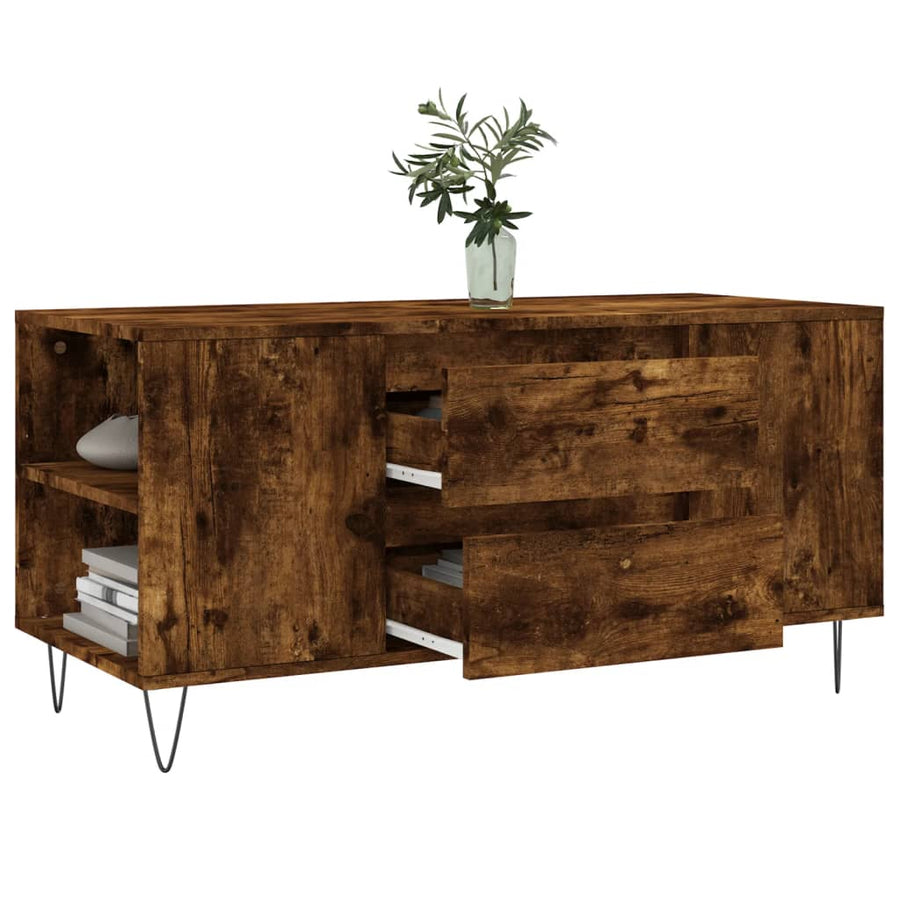 Salontafel 02X44,5X50 Cm Bewerkt Hout Kleurig Gerookt eiken