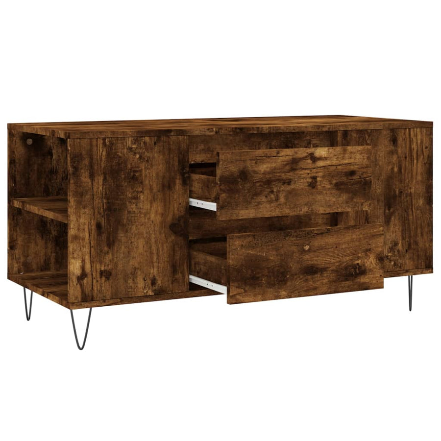 Salontafel 02X44,5X50 Cm Bewerkt Hout Kleurig Gerookt eiken
