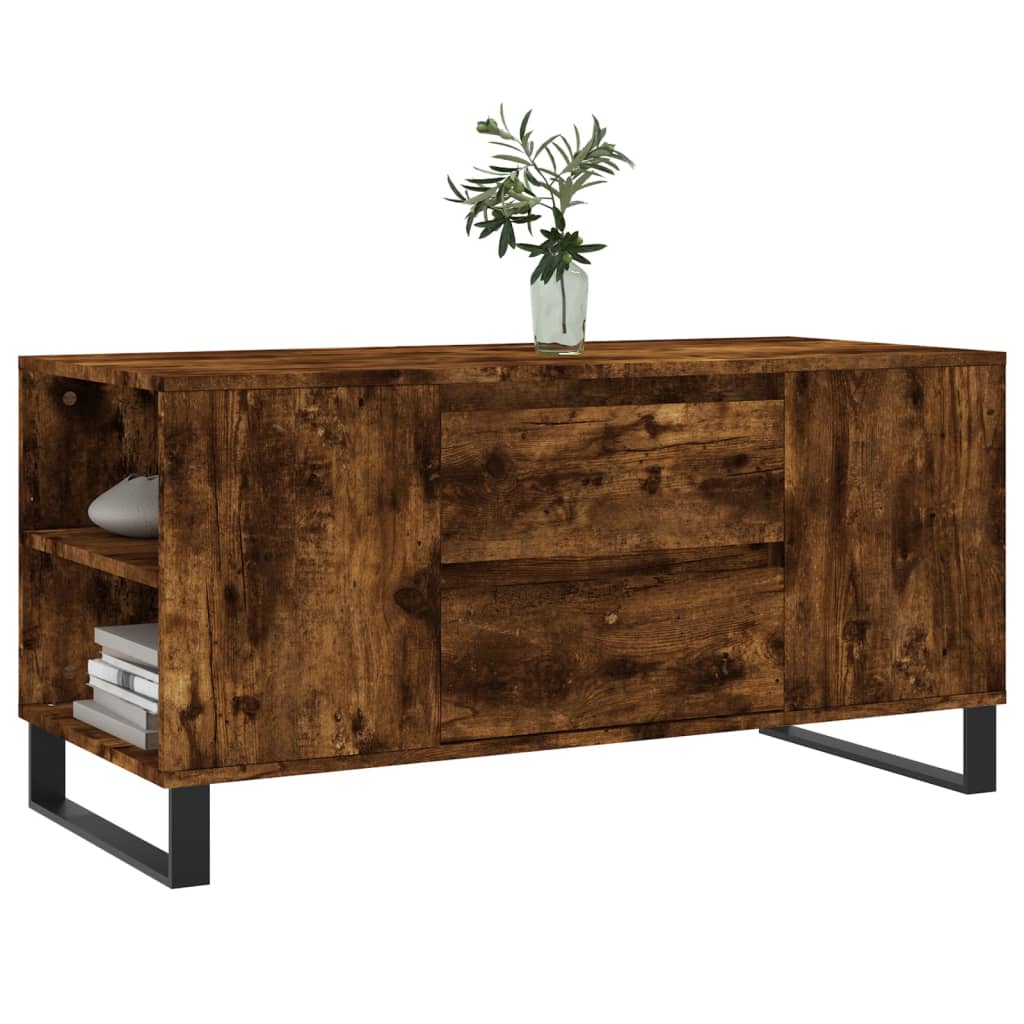 Salontafel 102x44,5x50 cm bewerkt hout gerookt eikenkleurig