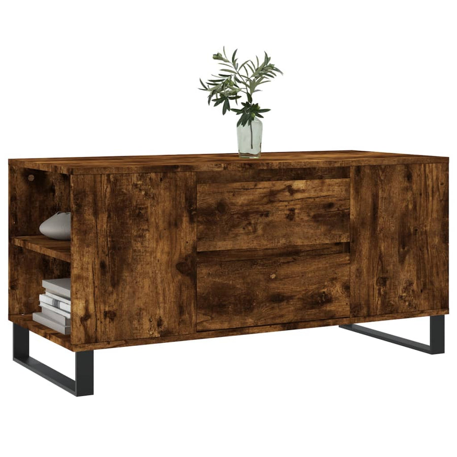 Salontafel 102x44,5x50 cm bewerkt hout gerookt eikenkleurig
