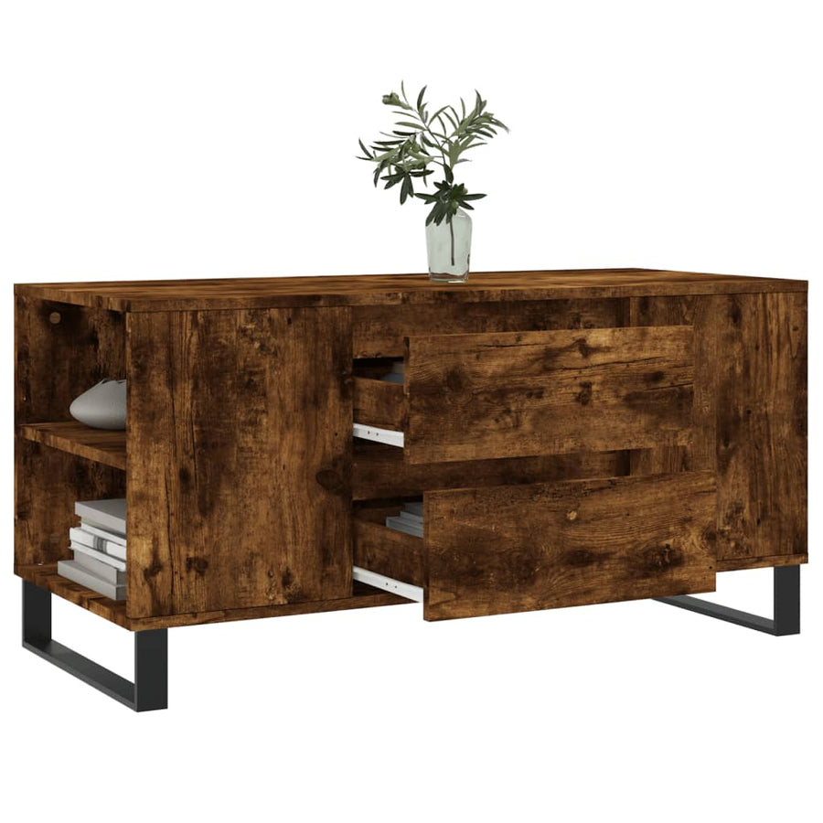 Salontafel 102x44,5x50 cm bewerkt hout gerookt eikenkleurig