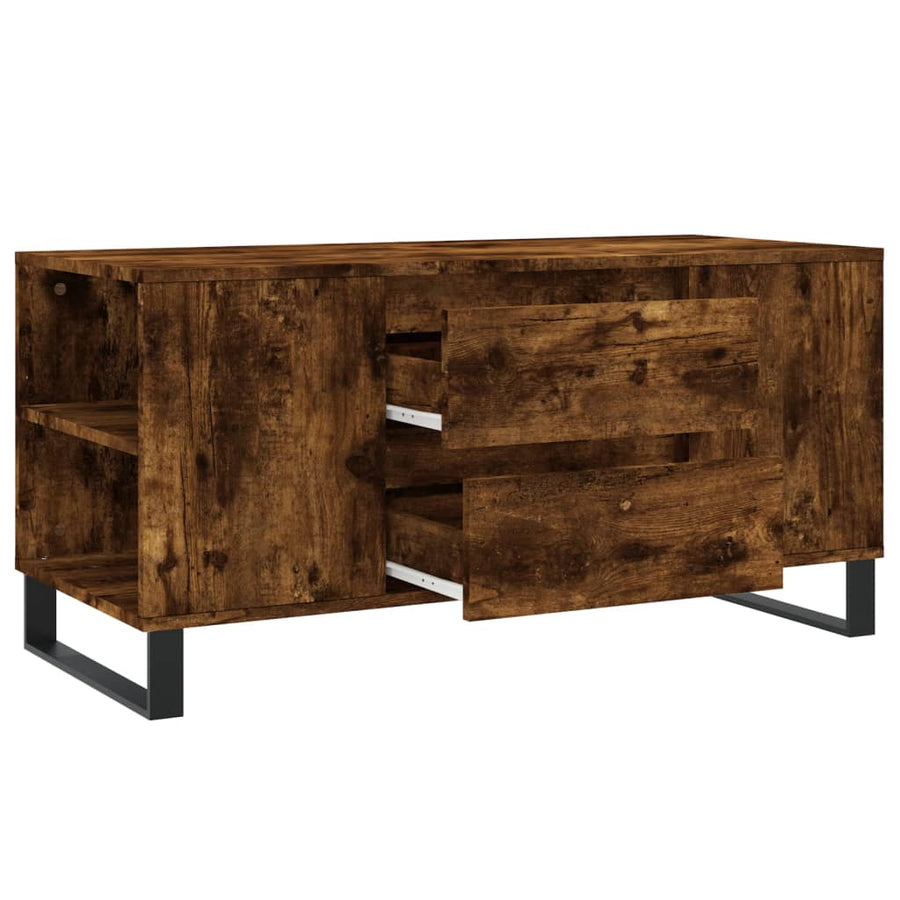 Salontafel 102x44,5x50 cm bewerkt hout gerookt eikenkleurig