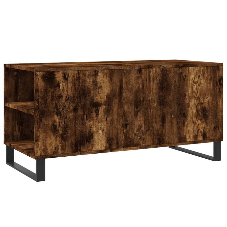 Salontafel 102x44,5x50 cm bewerkt hout gerookt eikenkleurig