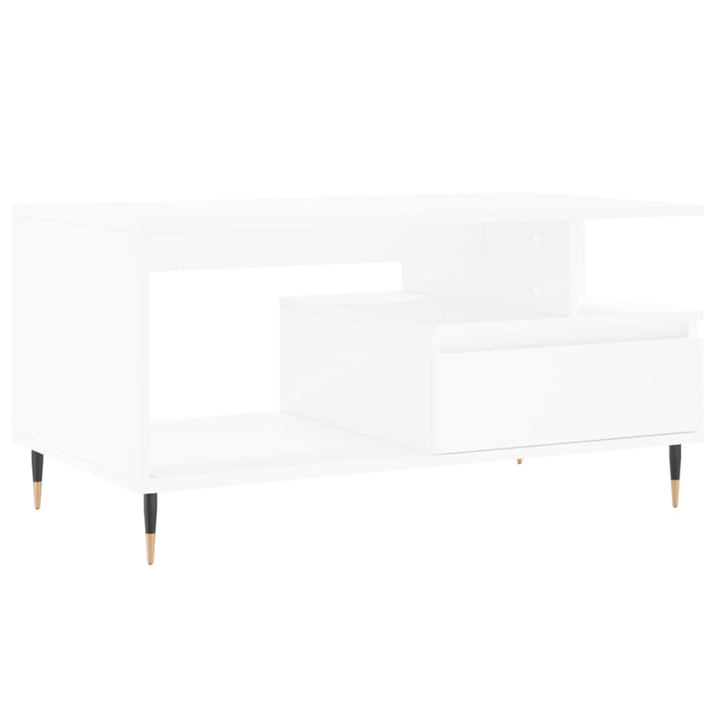 Salontafel 90X49X45 Cm Bewerkt Hout Wit
