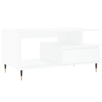 Salontafel 90X49X45 Cm Bewerkt Hout Wit