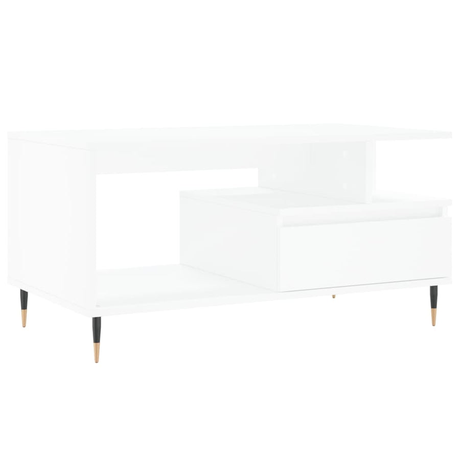 Salontafel 90X49X45 Cm Bewerkt Hout Wit