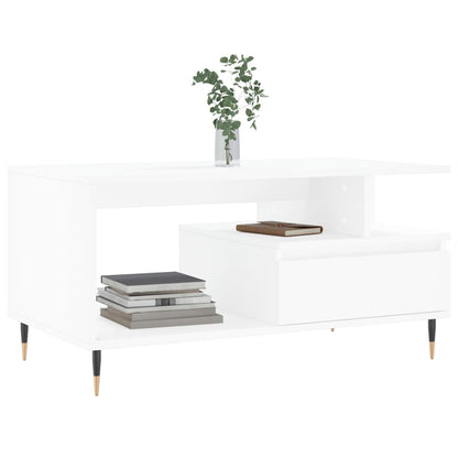 Salontafel 90X49X45 Cm Bewerkt Hout Wit
