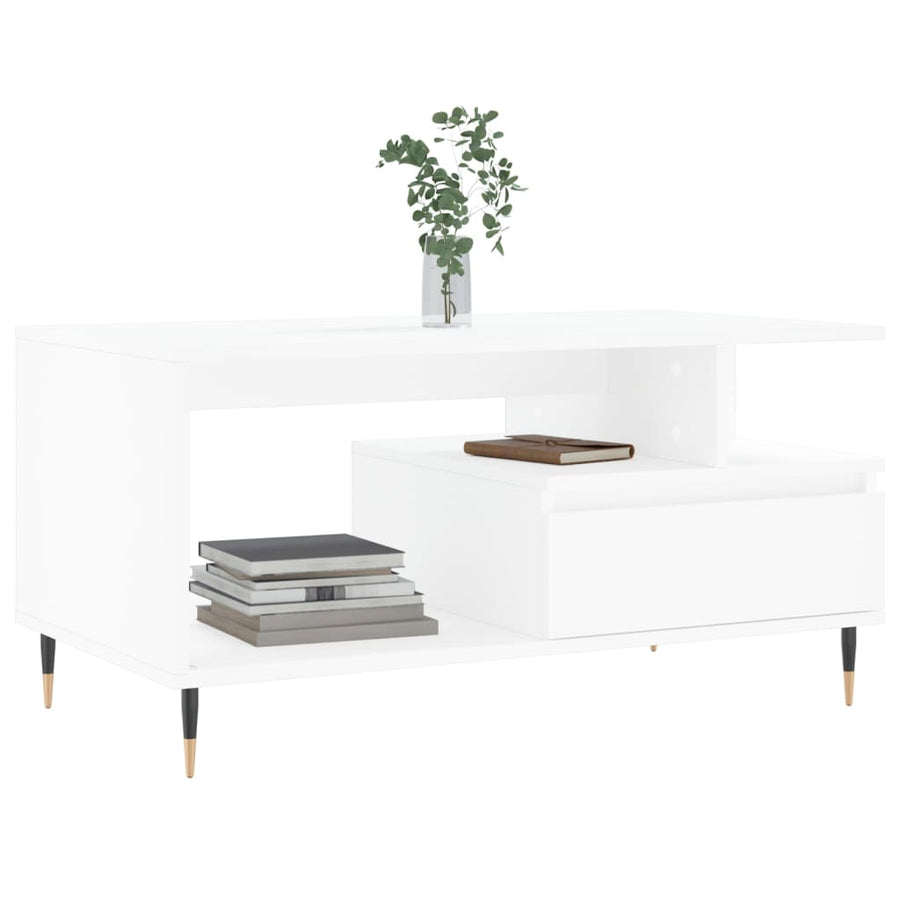 Salontafel 90X49X45 Cm Bewerkt Hout Wit