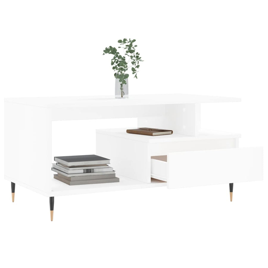 Salontafel 90X49X45 Cm Bewerkt Hout Wit