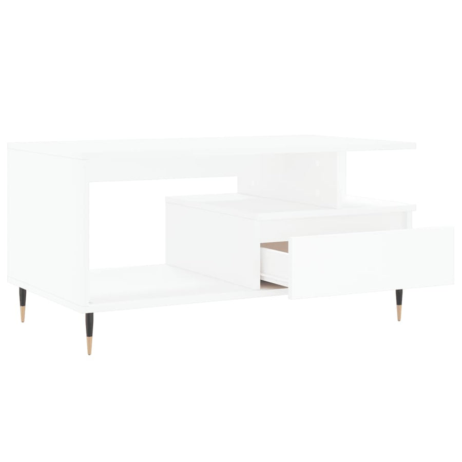 Salontafel 90X49X45 Cm Bewerkt Hout Wit