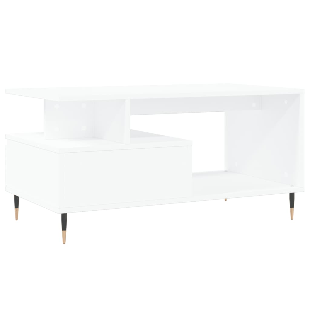 Salontafel 90X49X45 Cm Bewerkt Hout Wit