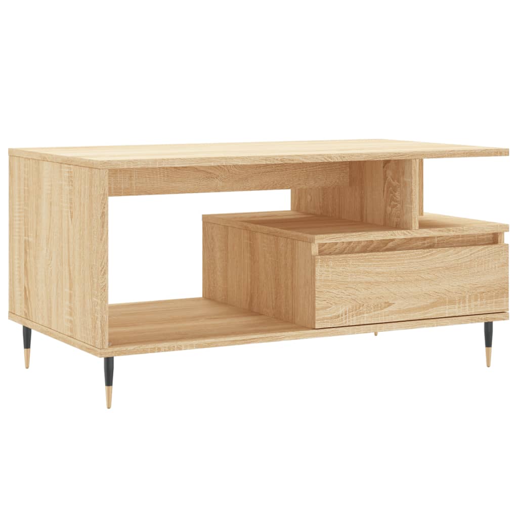 Salontafel 90X49X45 Cm Bewerkt Hout Kleurig Sonoma eiken