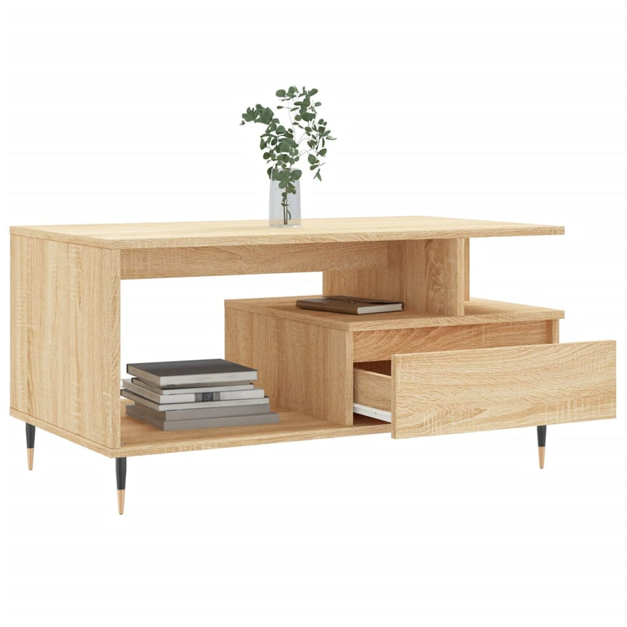 Salontafel 90X49X45 Cm Bewerkt Hout Kleurig Sonoma eiken