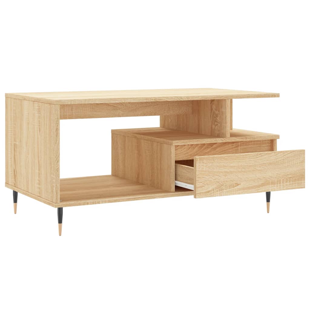 Salontafel 90X49X45 Cm Bewerkt Hout Kleurig Sonoma eiken