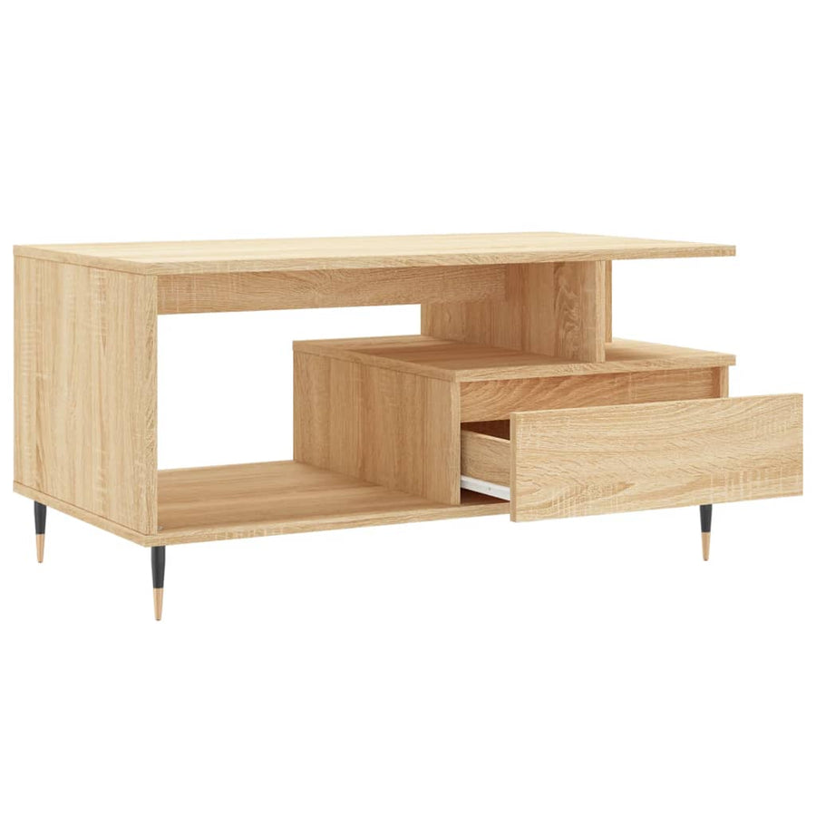 Salontafel 90X49X45 Cm Bewerkt Hout Kleurig Sonoma eiken