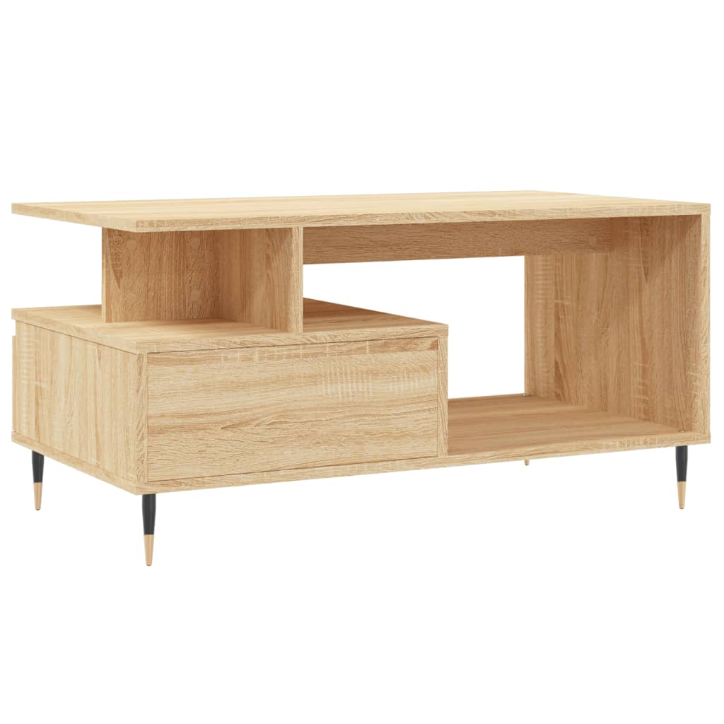 Salontafel 90X49X45 Cm Bewerkt Hout Kleurig Sonoma eiken