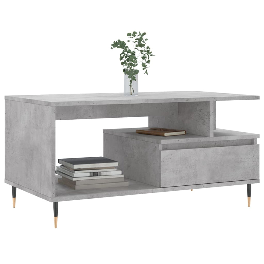 Salontafel 90X49X45 Cm Bewerkt Hout Betongrijs