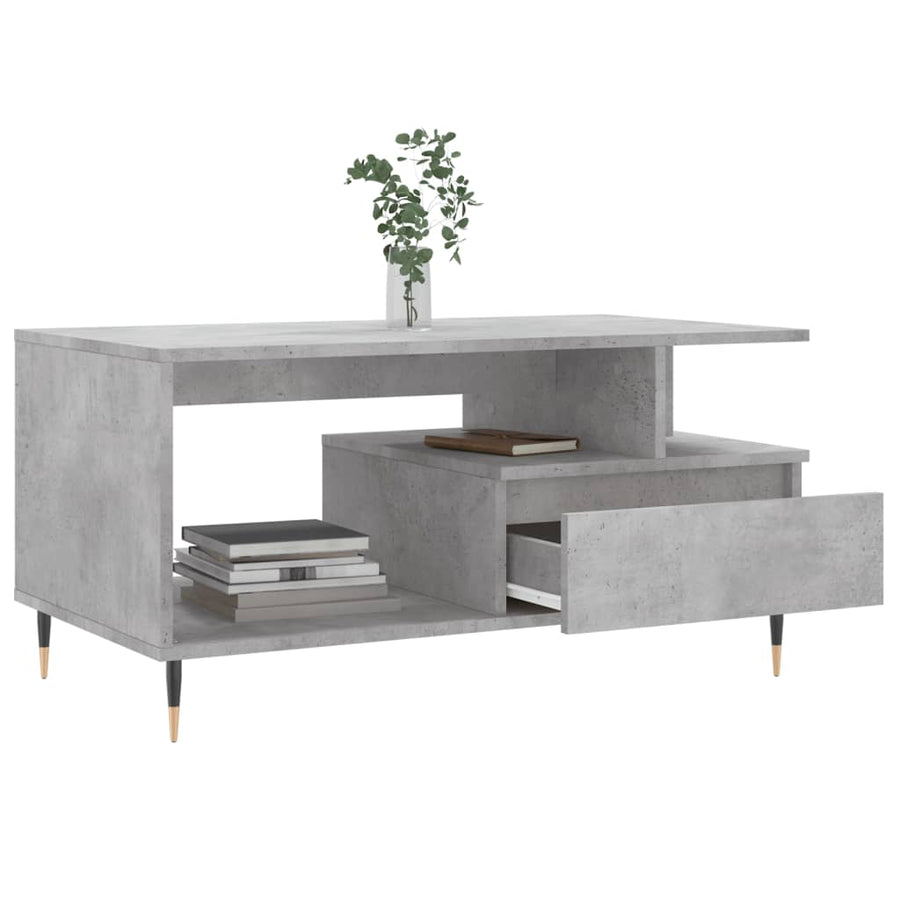 Salontafel 90X49X45 Cm Bewerkt Hout Betongrijs