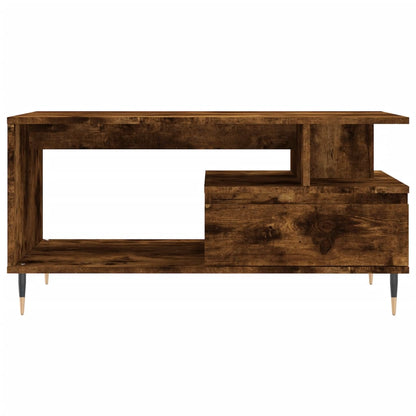 Salontafel 90X49X45 Cm Bewerkt Hout Kleurig Gerookt eiken