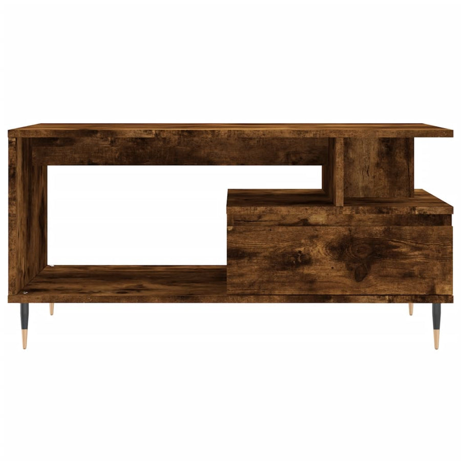 Salontafel 90X49X45 Cm Bewerkt Hout Kleurig Gerookt eiken