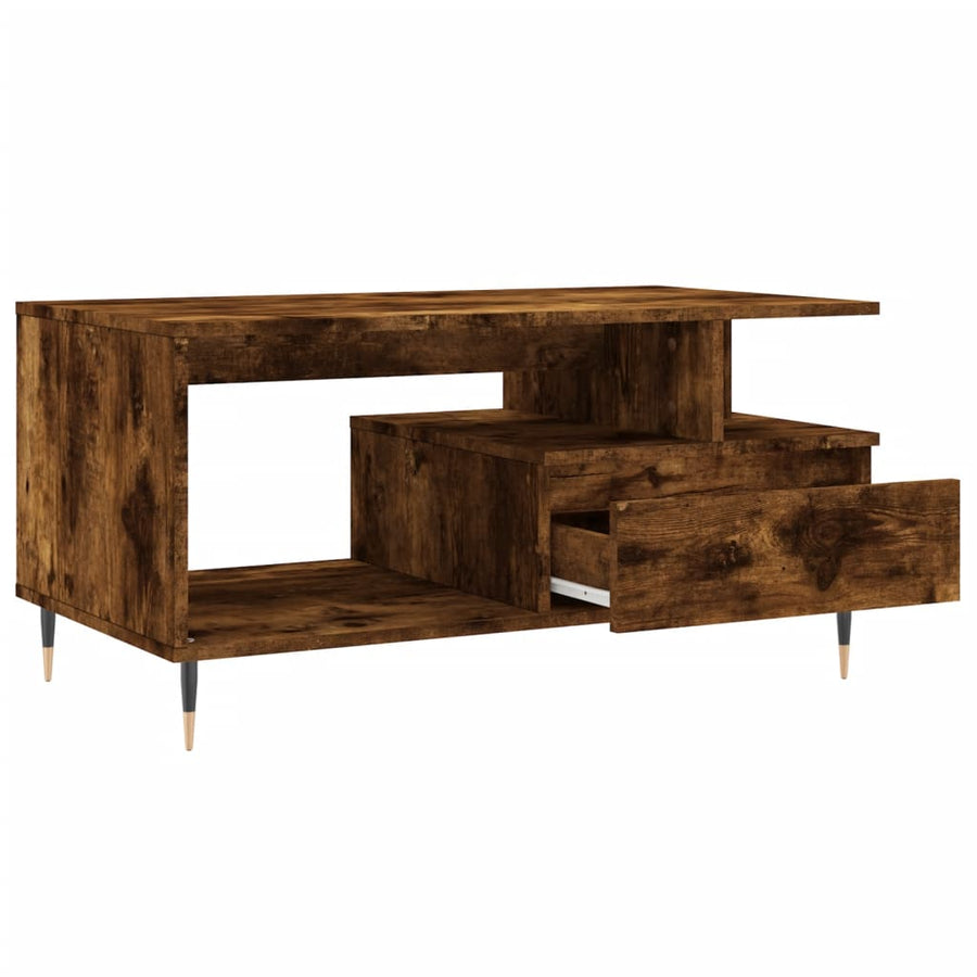 Salontafel 90X49X45 Cm Bewerkt Hout Kleurig Gerookt eiken