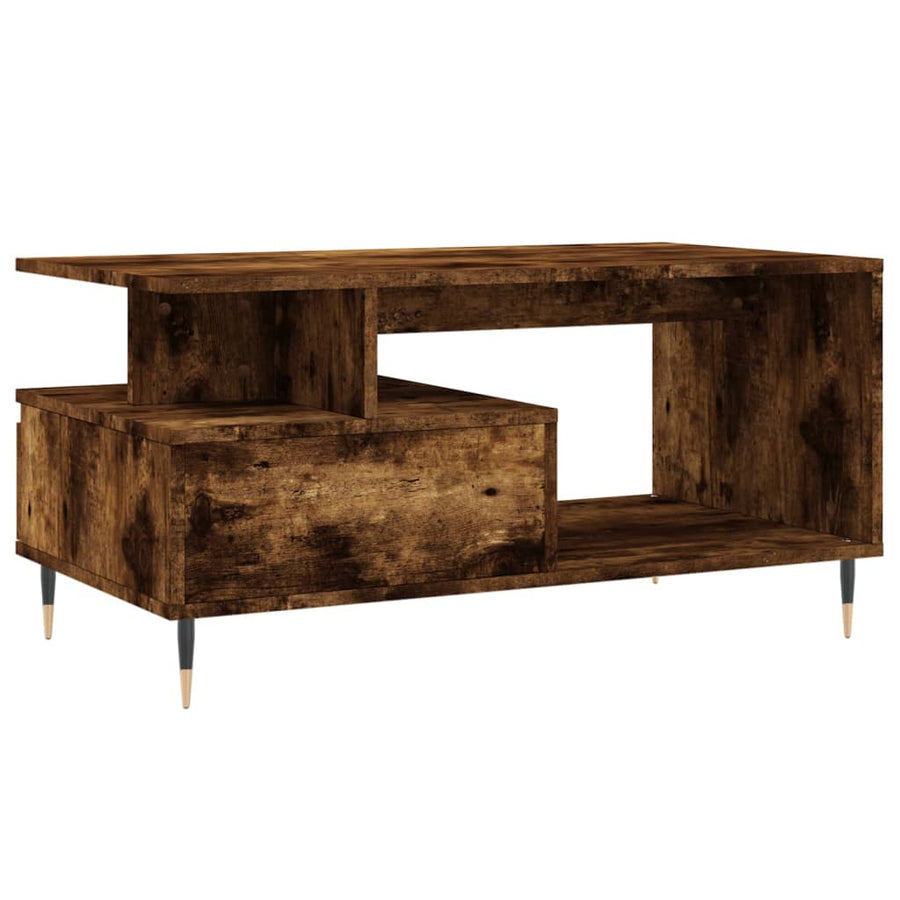 Salontafel 90X49X45 Cm Bewerkt Hout Kleurig Gerookt eiken