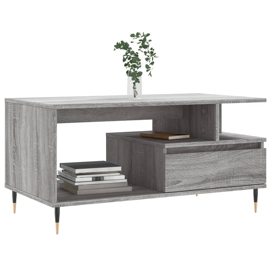 Salontafel 90X49X45 Cm Bewerkt Hout Grijs sonoma