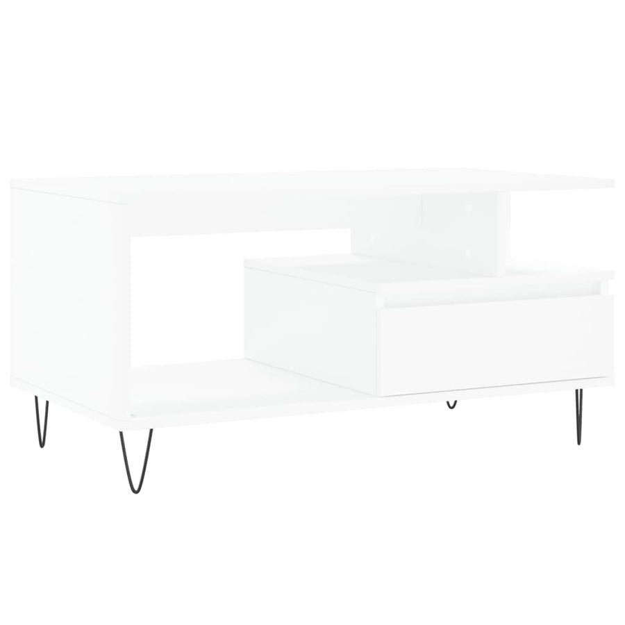 Salontafel 90X49X45 Cm Bewerkt Hout Wit