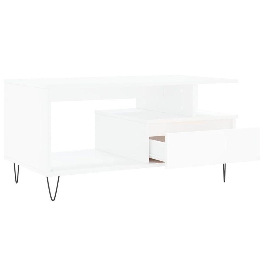 Salontafel 90X49X45 Cm Bewerkt Hout Wit