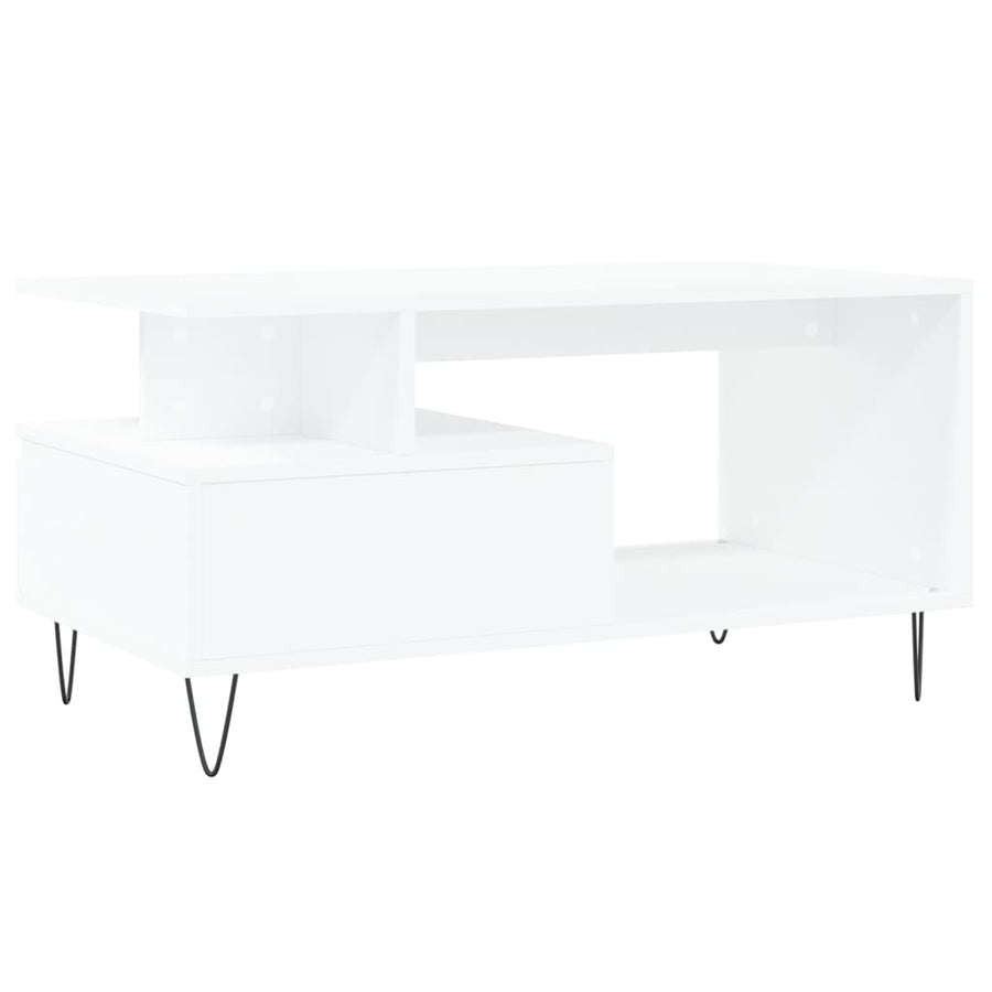 Salontafel 90X49X45 Cm Bewerkt Hout Wit