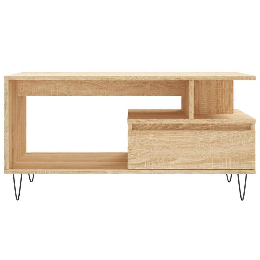 Salontafel 90X49X45 Cm Bewerkt Hout Kleurig Sonoma eiken