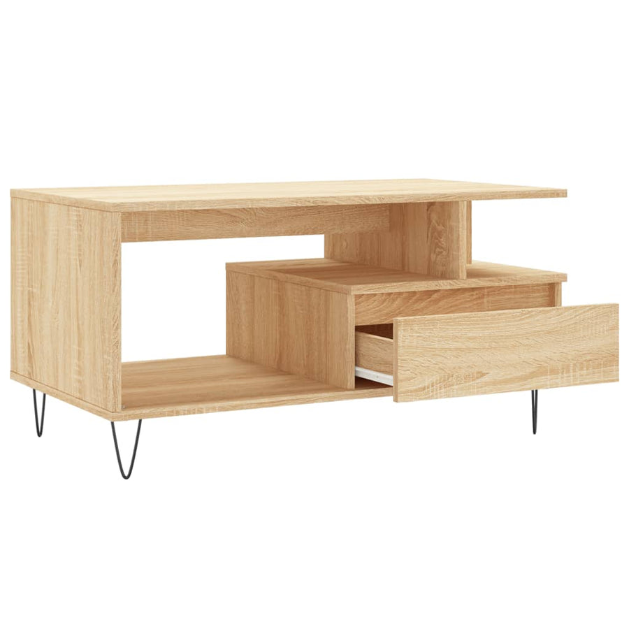 Salontafel 90X49X45 Cm Bewerkt Hout Kleurig Sonoma eiken