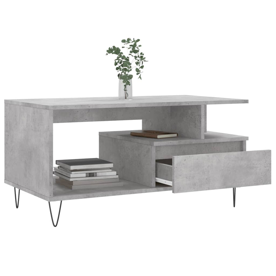 Salontafel 90X49X45 Cm Bewerkt Hout Betongrijs