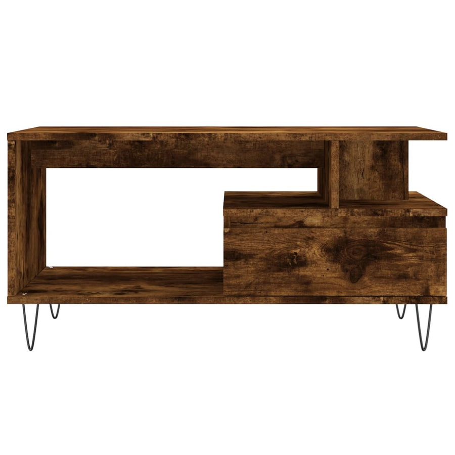 Salontafel 90X49X45 Cm Bewerkt Hout Kleurig Gerookt eiken