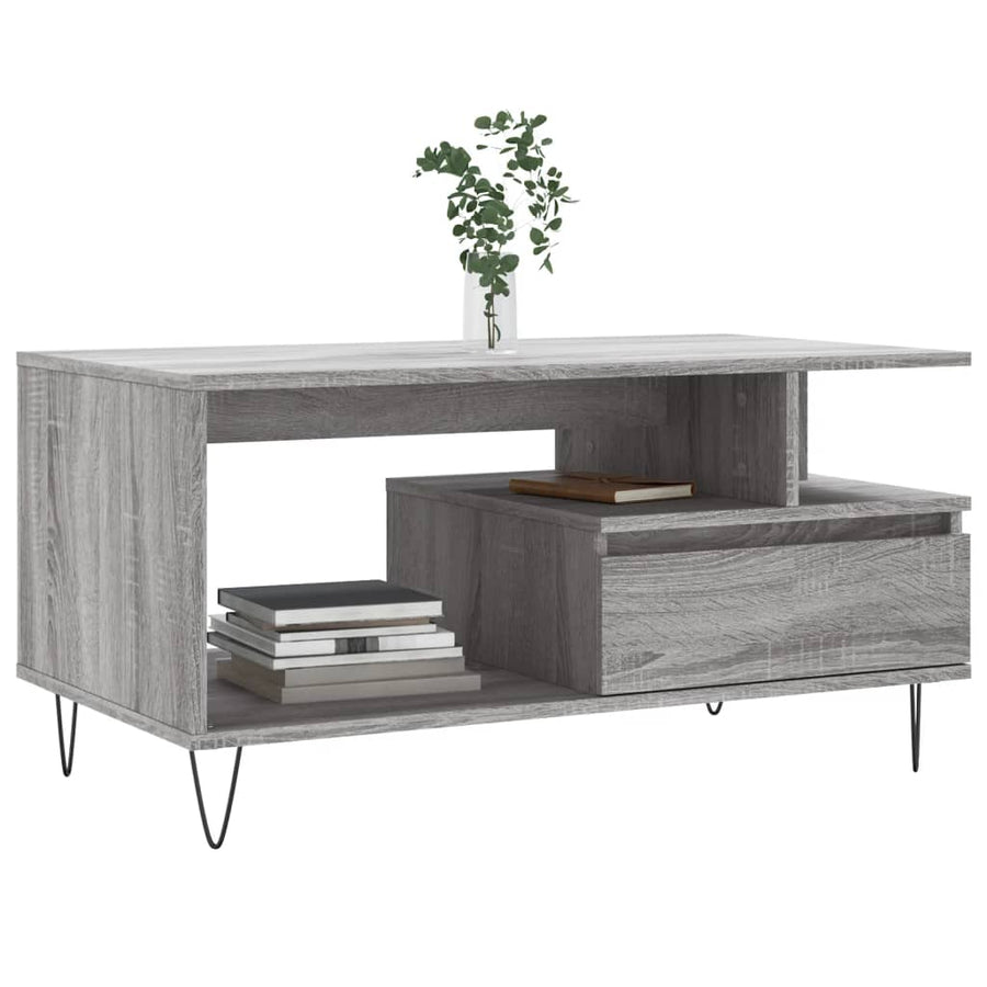Salontafel 90X49X45 Cm Bewerkt Hout Grijs sonoma
