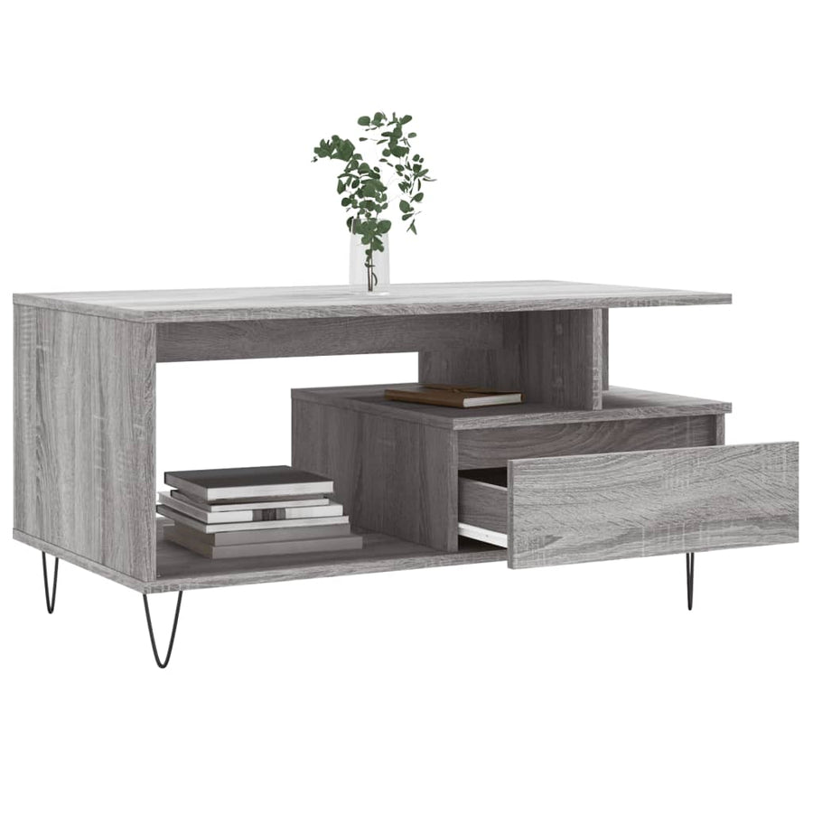 Salontafel 90X49X45 Cm Bewerkt Hout Grijs sonoma