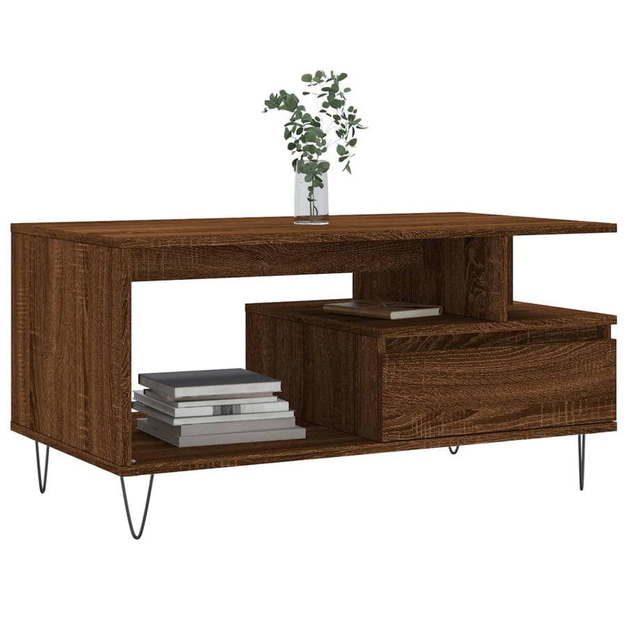Salontafel 90X49X45 Cm Bewerkt Hout Bruineiken