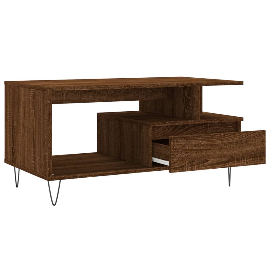 Salontafel 90X49X45 Cm Bewerkt Hout Bruineiken