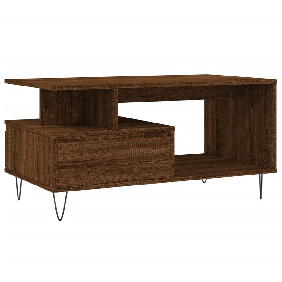 Salontafel 90X49X45 Cm Bewerkt Hout Bruineiken