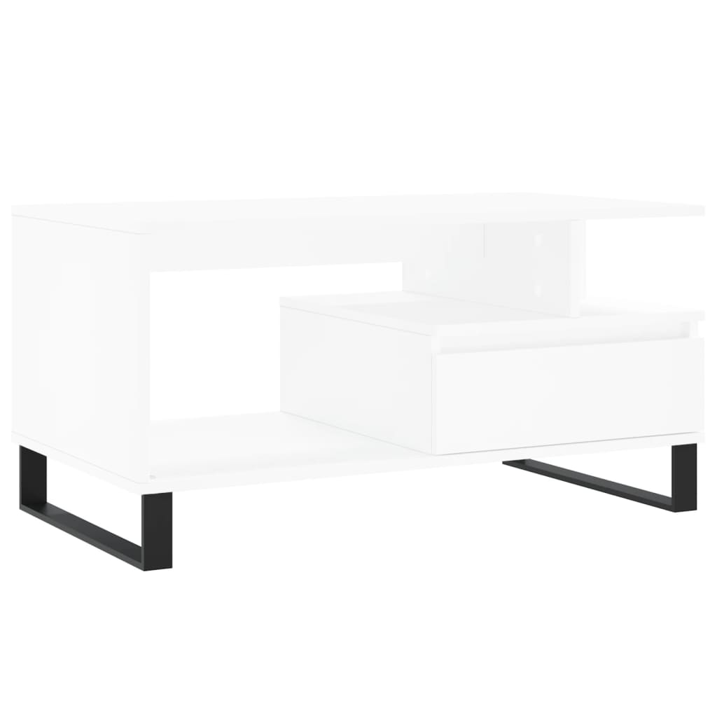 Salontafel 90X49X45 Cm Bewerkt Hout Wit