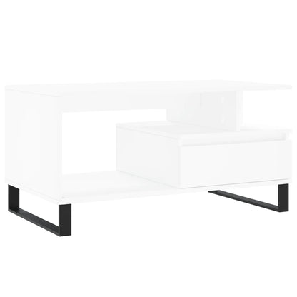 Salontafel 90X49X45 Cm Bewerkt Hout Wit