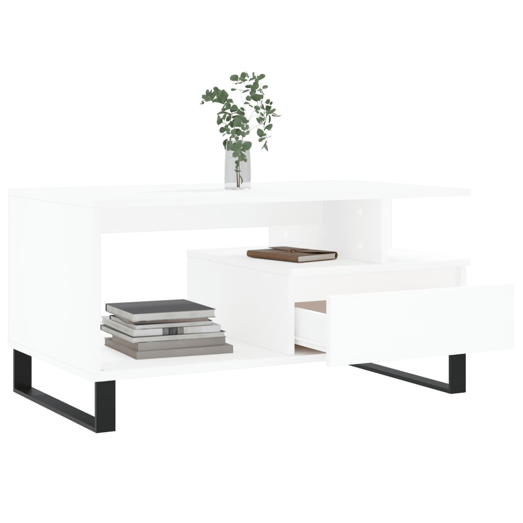 Salontafel 90X49X45 Cm Bewerkt Hout Wit